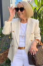 Double-breasted blazer in beige for women