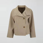 Asymmetric button pea coat for women