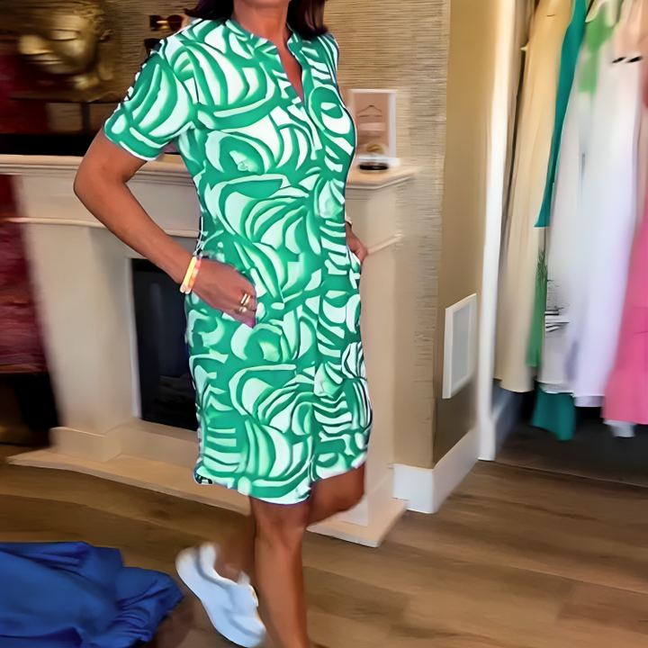 Vestido Estampado Manga Corta Sara