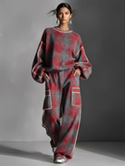 Piped sweatshirt and cargo-pocket pant set for women