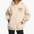 Heart print oversized hoodie for women