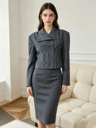 Welt pocket cropped pea coat for women