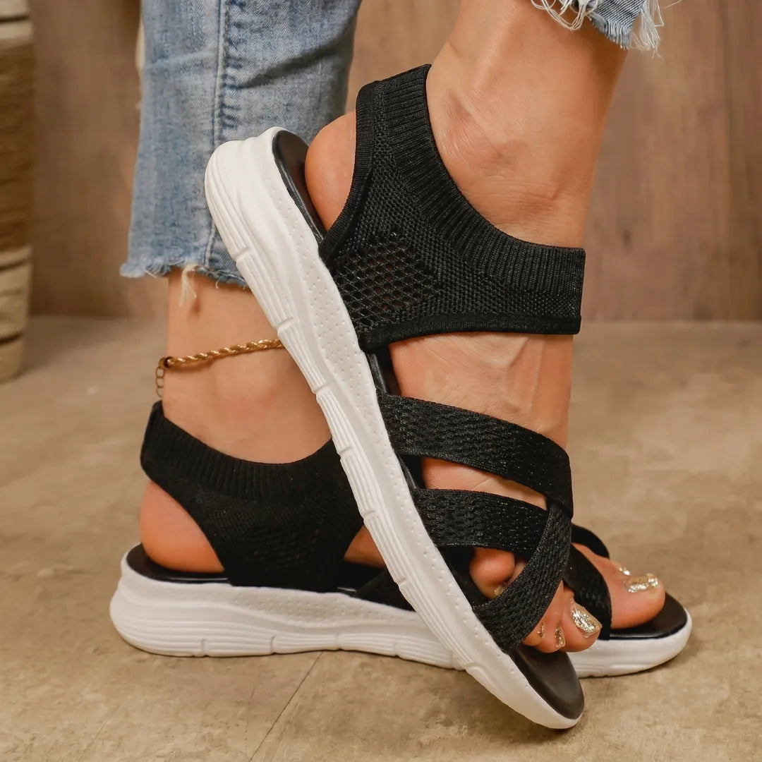 Sandalias Mujer Punta Ancha Slip On sin Cordones Suela Flexible Livianas Caminar Casual Seis Colores