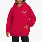 Heart print oversized hoodie for women