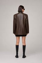 Oversized longline faux leather blazer for women