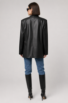 Oversized longline faux leather blazer for women