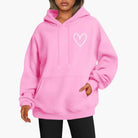 Heart print oversized hoodie for women