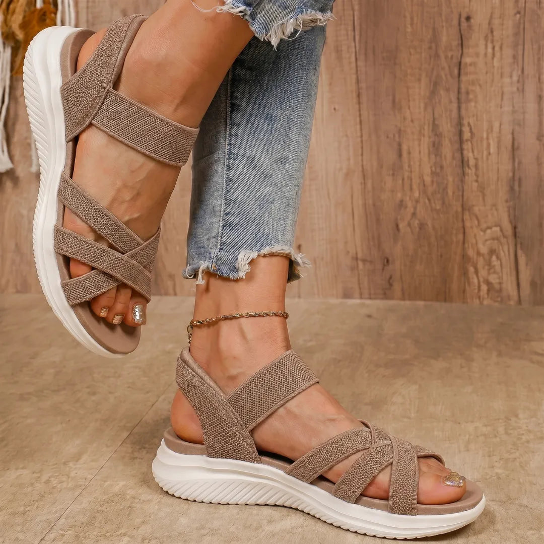 Sandalias Mujer Punta Ancha Slip On sin Cordones Suela Flexible Livianas Caminar Casual Seis Colores