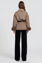 Relaxed fit wool-look belted coat for women