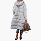 Fleece-lined hooded puffer coat for women
