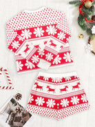 Red and white snowflake Christmas pajama set for women