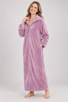 Zip-up fleece robe for women