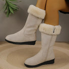 Plush-lined mid-calf winter boots with faux-fur cuff for women