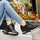 Mesh platform wedge sneakers for women