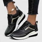 Metallic trim wedge sneakers for women