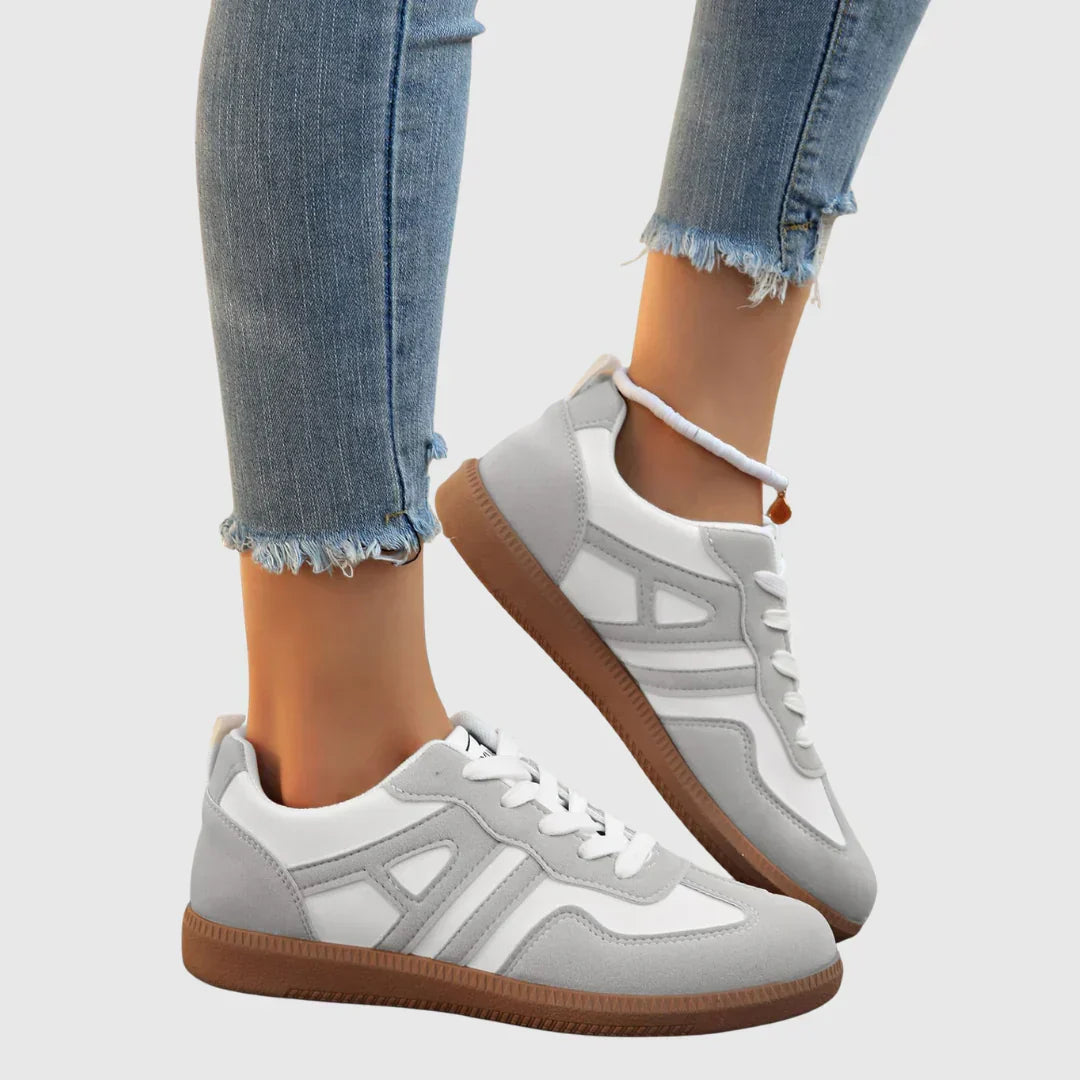 Two-tone suede-trim sneakers for women
