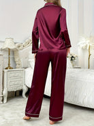 Long sleeve pajama set in burgundy for women