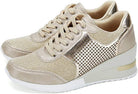 Mesh platform wedge sneakers for women