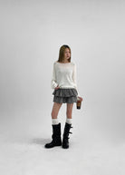 Slouchy buckle mid-calf boots in black for women