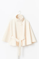 Belted cape jacket for women in beige, blue, brown or black