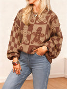 Light brown gingerbread Christmas sweater for women