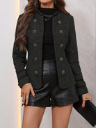 Tweed military pea coat for women