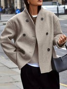 Dropped shoulder pea coat for women
