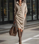 Button front sweater dress for women