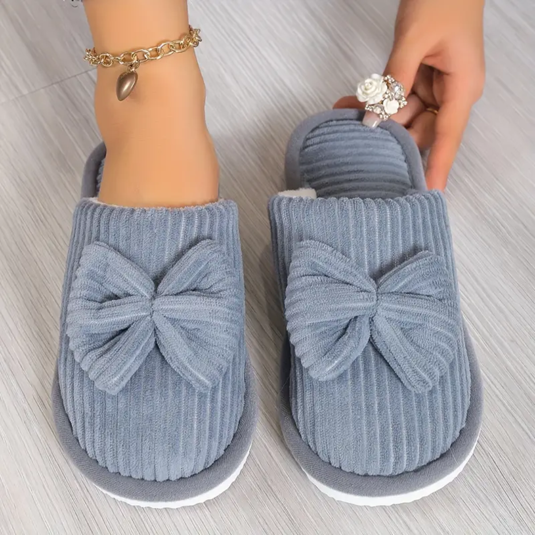 Floral satin slippers in blue for women