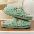 Bear print sherpa slippers for women