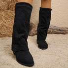 Wide leg gaiter boots women