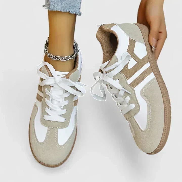 Two-tone suede-trim sneakers for women