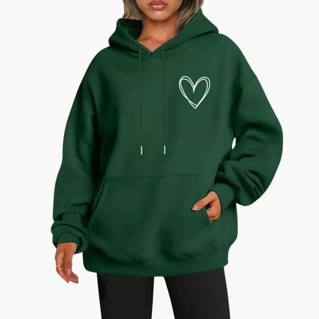 Heart print oversized hoodie for women