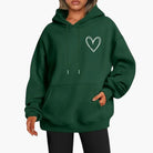 Heart print oversized hoodie for women