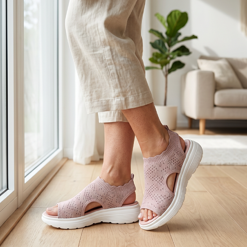 Sandalias Mujer Plataforma Malla Transpirable Suela Antideslizante Plantilla Acolchada Cuatro Colores