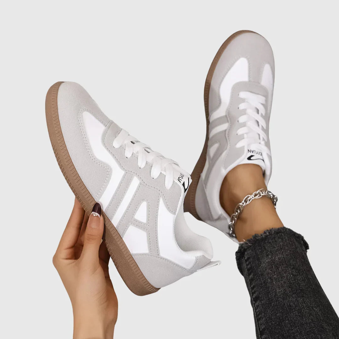 Two-tone suede-trim sneakers for women