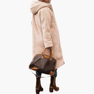 Fleece-lined hooded puffer coat for women