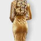 Velvet and sequin wrap mini dress with long sleeves for women