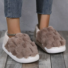 Plaid fluffy slippers for women