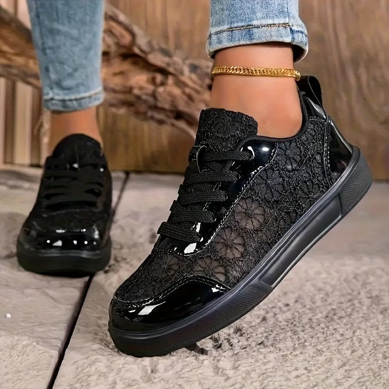 Zapatillas de encaje floral mujer vista superior