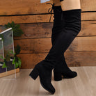 block heel thigh high boots for women
