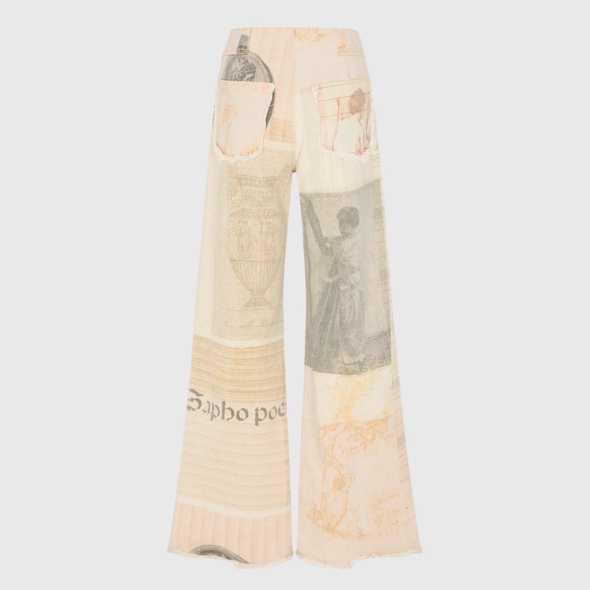 Collage print wide leg jeans for women