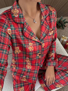 Plaid Christmas pajama set in red for women