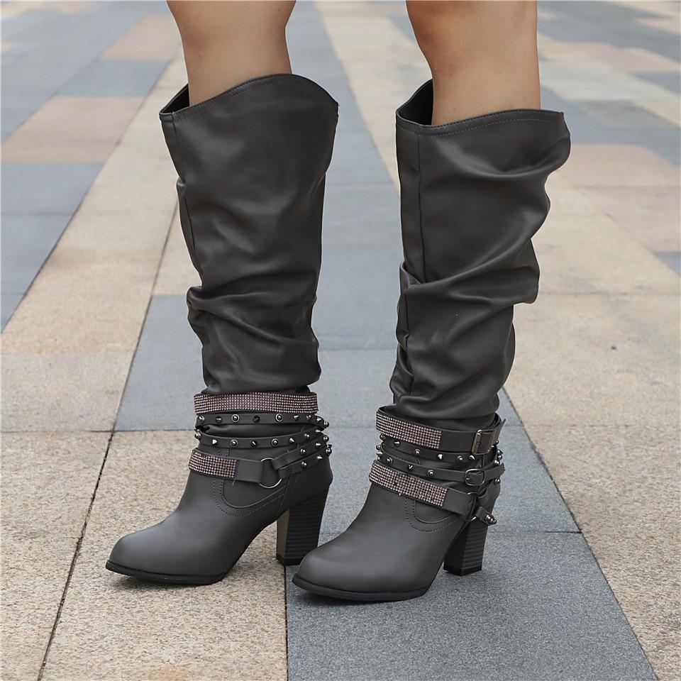 slouchy knee high wide calf boots for women