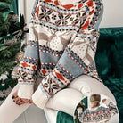 White reindeer Fair Isle Christmas sweater for women