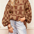Light brown gingerbread Christmas sweater for women