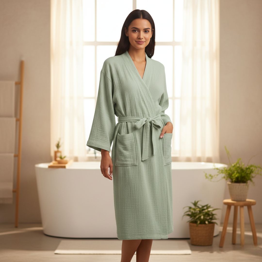 Cotton double gauze robe for women