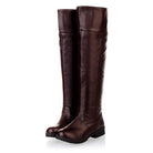 Leather-look over-the-knee square heel riding boots for women