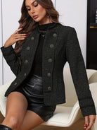 Tweed military pea coat for women