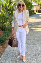 Double-breasted blazer in beige for women